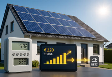Digitale Anzeige des eingespeisten Solarstroms mit Ertragsübersicht – Einspeisevergütung 2025 visualisiert