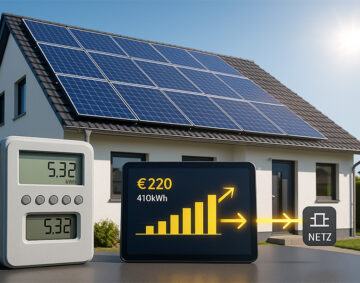 Digitale Anzeige des eingespeisten Solarstroms mit Ertragsübersicht – Einspeisevergütung 2025 visualisiert
