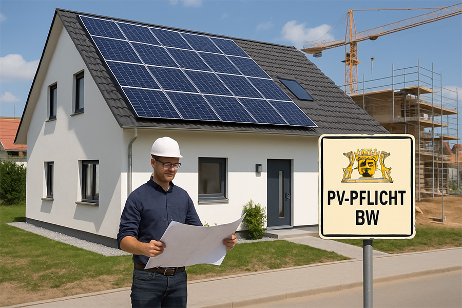 Neubau mit installierter PV-Anlage in Baden-Württemberg – gesetzliche Pflicht umgesetzt