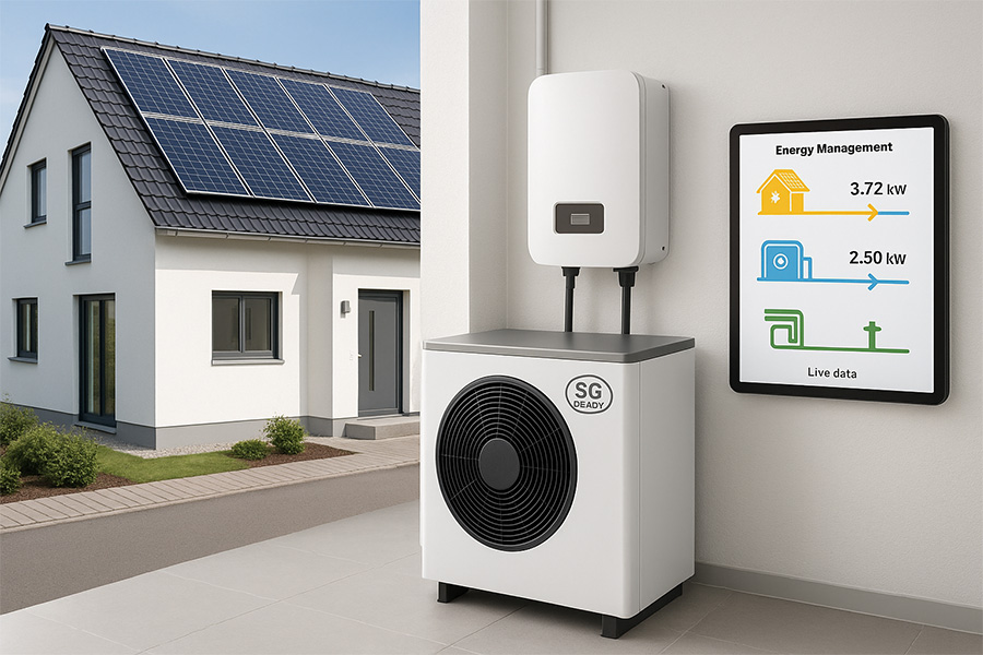 Wärmepumpe mit SG Ready-Steuerung und PV-Anlage – gekoppelt über ein intelligentes Energiemanagementsystem