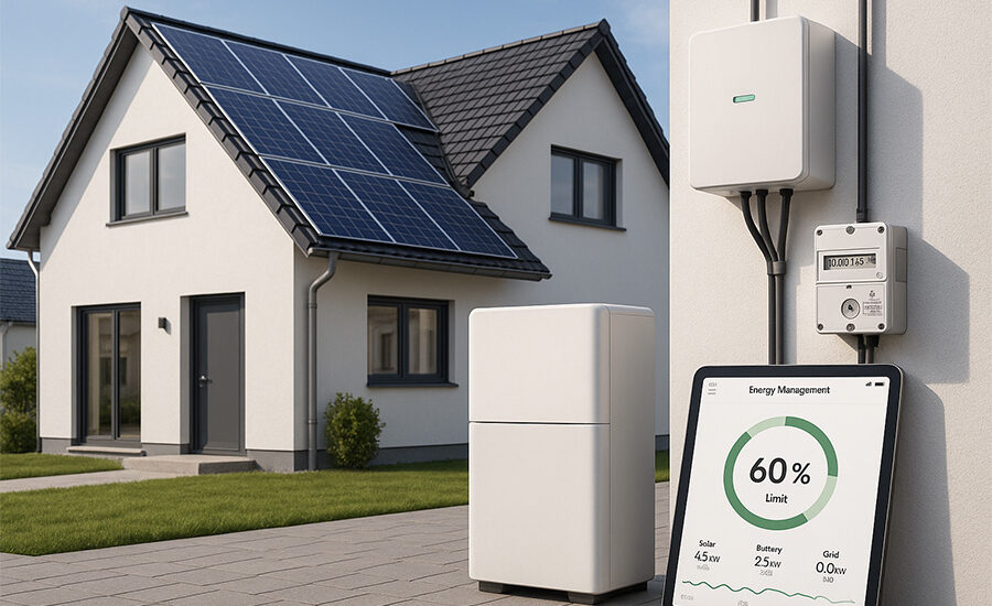 -Anlage mit Steuerbox und Smart Meter – technische Umsetzung des Solarspitzengesetzes 2025