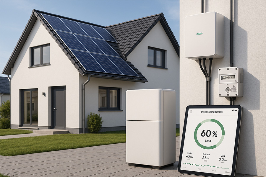-Anlage mit Steuerbox und Smart Meter – technische Umsetzung des Solarspitzengesetzes 2025