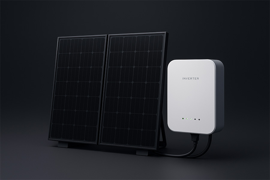 Balkonkraftwerk für Balkon und Terrasse | Stockmann Solartechnik GmbH Balkonkraftwerk mit Solarmodulen und kleinem Wechselrichter