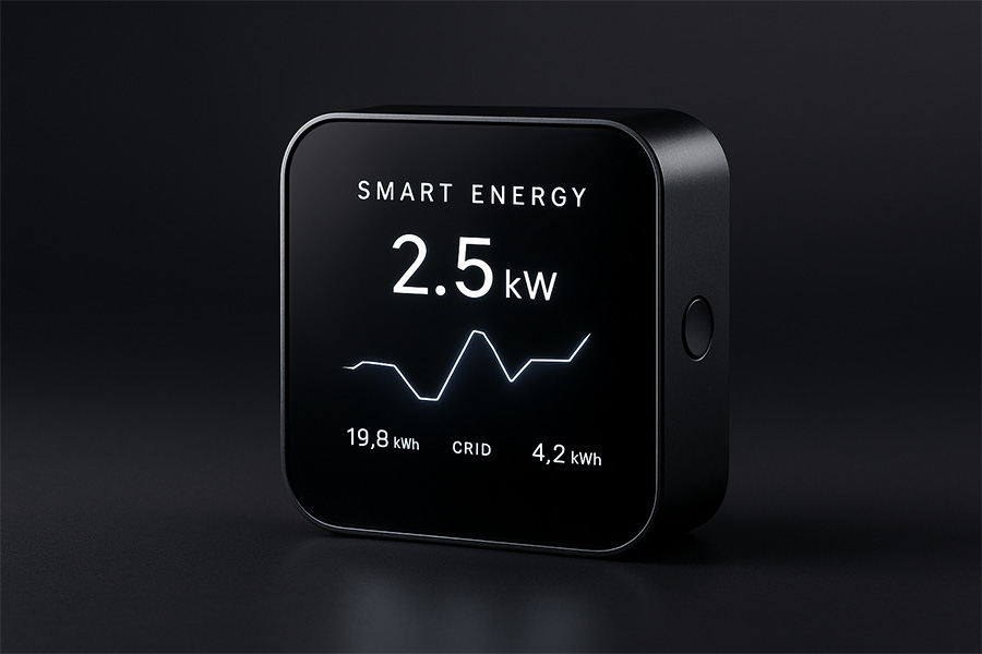 Energiemanagementsystem für Solarstrom | Stockmann Solartechnik GmbH Smartes Energiemanagement Display mit Stromverbrauchsdaten